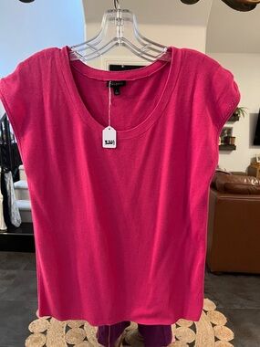 Talbots Bright Pink Scoop Neck Cap Sleeve Tank